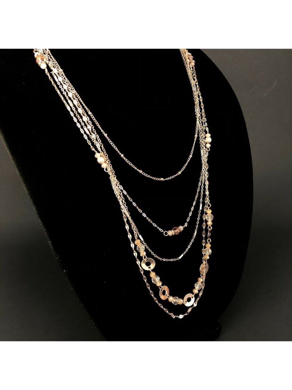 Kohls Metal Necklace Long Multi-Layer Chain Copper Tone